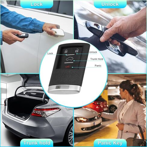 X AUTOHAUX 4 زر استبدال مفتاح فوب حافظة مفتاح بعيد للدخول بدون مفتاح لكاديلاك DTS STS 2008-2010 لـ CTS 2008-2013 OUC6000066 بدون شفرة ولا رقاقة in Kuwait