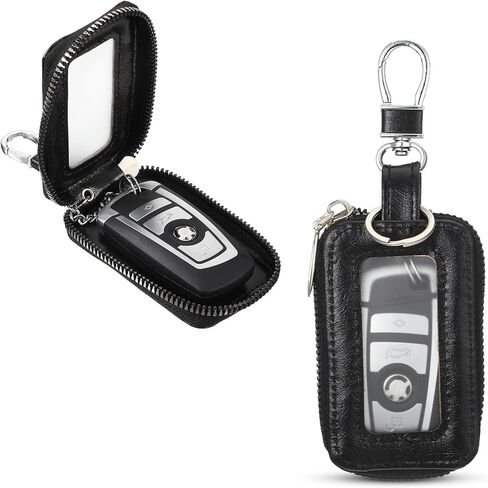 Car Remote Case,Universal Leather Car Key Fob Case with Transparent Window & Zipper,Keys Fob Holder for Remote Keys Fobs/Cars Keychain in Kuwait