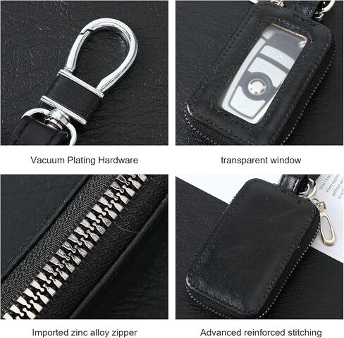 Car Remote Case,Universal Leather Car Key Fob Case with Transparent Window & Zipper,Keys Fob Holder for Remote Keys Fobs/Cars Keychain in Kuwait