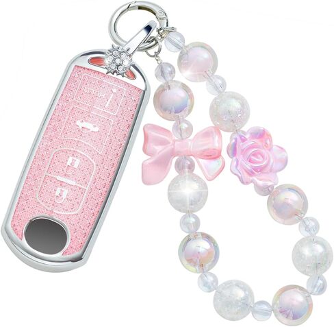for Nissan Key Fob Cover with Keychain, Pink TPU Key Case Protection Shell for 5 Buttons Rogue Altima Sentra Pathfinder Frontier Maxima Titan Murano Kicks Juke Versa Armada in Kuwait