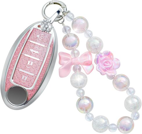 for Nissan Key Fob Cover with Keychain, Pink TPU Key Case Protection Shell for 5 Buttons Rogue Altima Sentra Pathfinder Frontier Maxima Titan Murano Kicks Juke Versa Armada in Kuwait
