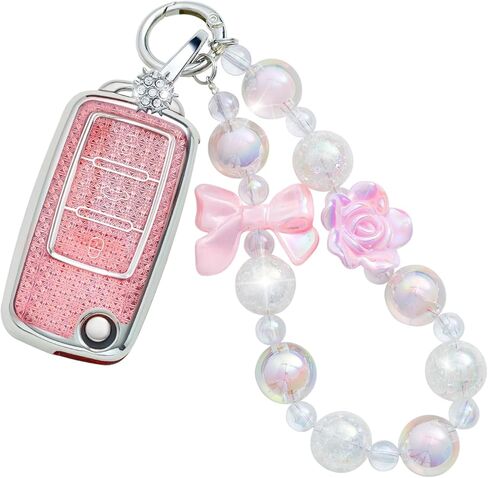 for Nissan Key Fob Cover with Keychain, Pink TPU Key Case Protection Shell for 5 Buttons Rogue Altima Sentra Pathfinder Frontier Maxima Titan Murano Kicks Juke Versa Armada in Kuwait