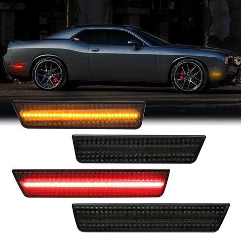 LED Side Marker Light Replacement for Challenger 2008-2014, 4 PCS Smoked Lens Front Rear Side Fender Parking Position Lamp Assembly in Saudi Arabia