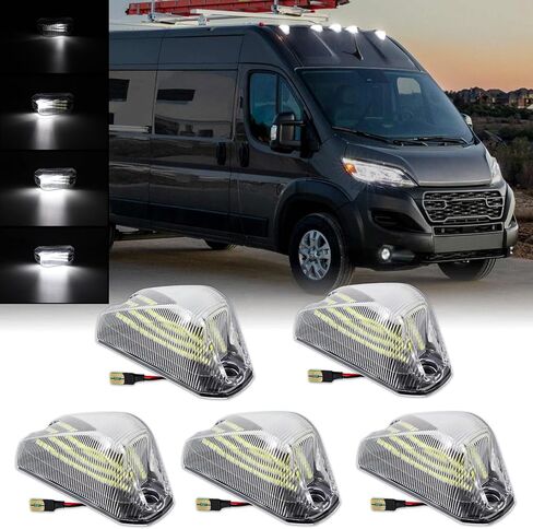 LED Cab Roof Top Marker Lights for 2014-2023 Dodge Ram ProMaster 1500 2500 3500 Truck Van Rear Clearance Running Lamp Three Rows Upgraded, Red Clear Lens 5PCS in Saudi Arabia