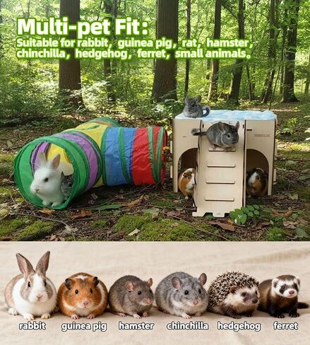 HIIMALEX Extra Large Sturdy Bunny Hideout Wooden Rabbit Castle with Ramp Indoor House Habitat for Rabbits Hamsters Guinea Pigs Ferrets Bunnies in Saudi Arabia