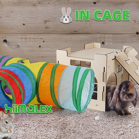 HIIMALEX Extra Large Sturdy Bunny Hideout Wooden Rabbit Castle with Ramp Indoor House Habitat for Rabbits Hamsters Guinea Pigs Ferrets Bunnies in Saudi Arabia