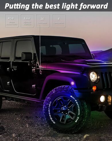 مصابيح تحديد جانبية LED من Bestview RGB متوافقة مع 2007-2018 Je-ep Wrangler JK JKU، عدسات شفافة بإضاءة 16 لونًا، عبوتان in Kuwait
