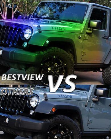 مصابيح تحديد جانبية LED من Bestview RGB متوافقة مع 2007-2018 Je-ep Wrangler JK JKU، عدسات شفافة بإضاءة 16 لونًا، عبوتان in Kuwait