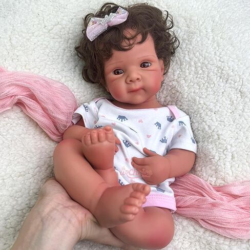 19 inch Open Mouth Full Body Silicone Baby Dolls with Hair, Lifelike Soft Reborn Baby Doll Girl Anatomically Correct Newborn Babies in Saudi Arabia