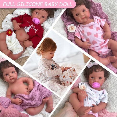19 inch Open Mouth Full Body Silicone Baby Dolls with Hair, Lifelike Soft Reborn Baby Doll Girl Anatomically Correct Newborn Babies in Saudi Arabia