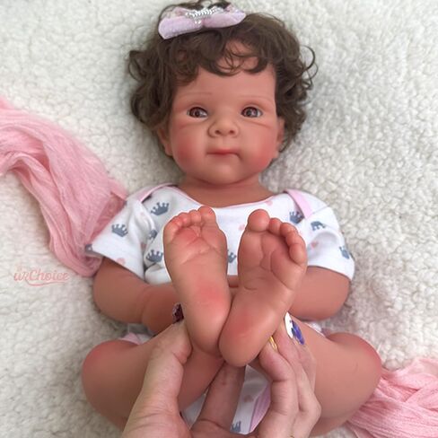 19 inch Open Mouth Full Body Silicone Baby Dolls with Hair, Lifelike Soft Reborn Baby Doll Girl Anatomically Correct Newborn Babies in Saudi Arabia