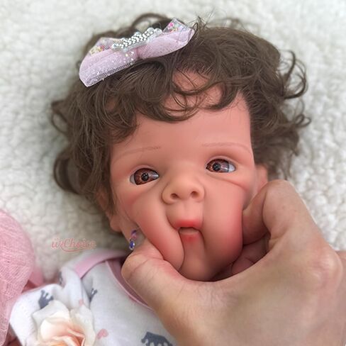 19 inch Open Mouth Full Body Silicone Baby Dolls with Hair, Lifelike Soft Reborn Baby Doll Girl Anatomically Correct Newborn Babies in Saudi Arabia