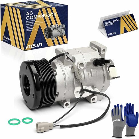 AISIN AFTERMARKET ACCT-00259 Air Conditioner AC Compressor - Compatible with Toyota Land Cruiser 2008-2011&2013-2021, Sequoia 2008-2022, Lexus GX460 2010-2023 - with 8-Pulley Groove, with Clutch in Kuwait