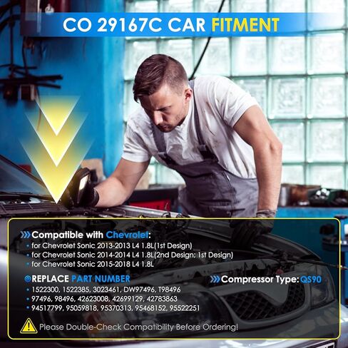ضاغط مكيف الهواء للسيارة مناسب لسيارة شيفروليه سونيك 2013-2018 L4 1.6L 1.8L ضاغط تيار متردد بديل للسيارات 42623008، 42699129، 42783863، 97496، 98496 ضاغط مكيف هواء للسيارة CO 29167C in Kuwait