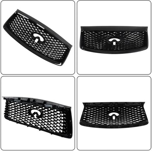 Glossy Black Front Bumper Upper Grille Compatible With Infiniti Qx80 2018-2021 Limited Luxe Premium W/camera, Black Honeycomb Hood Grill Replacement 62310-6GW0A 623106GW0A in Saudi Arabia