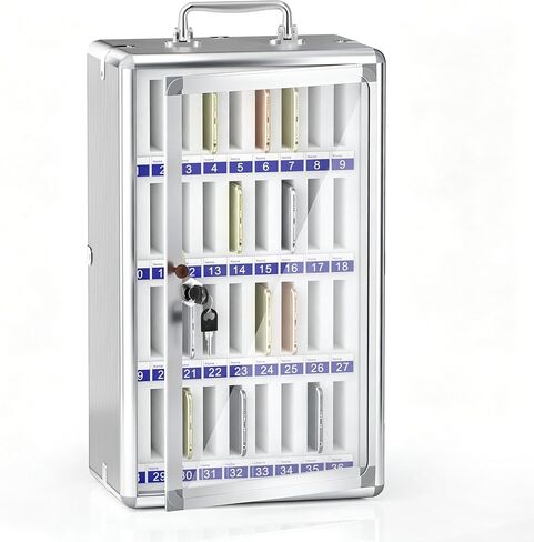 Aluminum Alloy Cell Phone Lock Box, Phone Holder for Classroom, 36 Slots | Cell Phone Locker, Wall-Mounted Phone Storage Cabinet, Phone Holder with Lock for Classroom, Office, Can be Carried by Hand in Kuwait