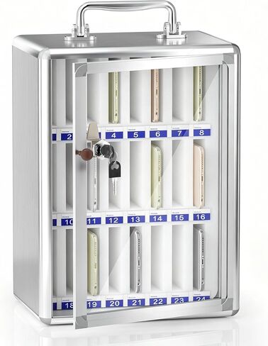 Loghot Aluminum Alloy Pocket Chart Cell Phones Storage Cabinet for Cell Phones,Wall-Mounted with a Locked,Can be Carried by Hand (36 Slots) in Saudi Arabia