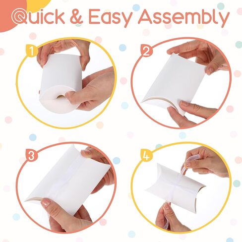 Kegeeei 200 Pack 5.2 x 3 Inches White Pillow Gift Boxes with Ribbon, Elegant Paper Favor Boxes for Wedding, Birthday, Baby Shower & Holiday Party Favors in Saudi Arabia