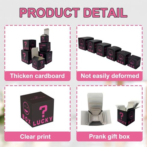 6 PCS Colorful Nesting Boxes Assorted Sizes, Prank Gift Box, Stackable Surprise Lucky Box Funny Gag Gift for Birthday Weddings Anniversaries Christmas, 2-3.9 Inch in Saudi Arabia