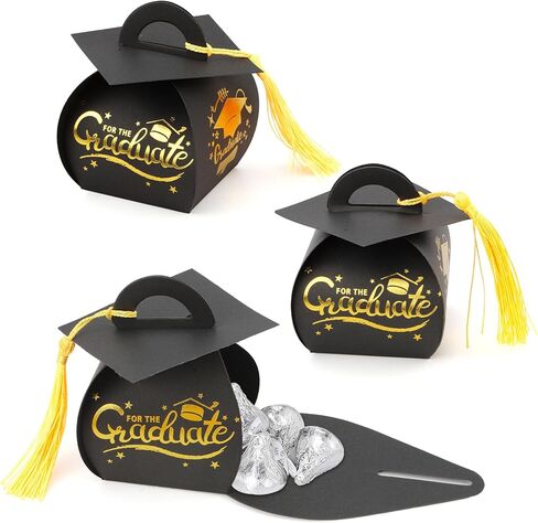 jeowicti 24 Pack Graduation Party Favor Boxes Gift Boxes Folding Paper Treat Box Goodie Box Gift Goodie Candy Bags Paper Grad Party Decorations Supplies Graduation Decor(2.17x2.17x3.15in) in Saudi Arabia
