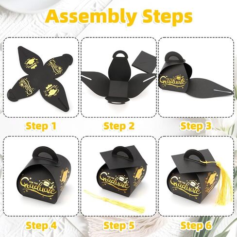 jeowicti 24 Pack Graduation Party Favor Boxes Gift Boxes Folding Paper Treat Box Goodie Box Gift Goodie Candy Bags Paper Grad Party Decorations Supplies Graduation Decor(2.17x2.17x3.15in) in Saudi Arabia
