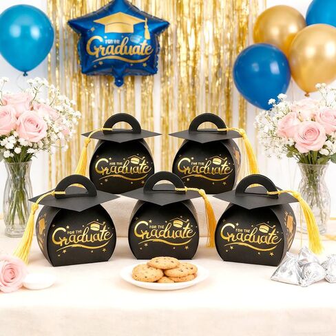 jeowicti 24 Pack Graduation Party Favor Boxes Gift Boxes Folding Paper Treat Box Goodie Box Gift Goodie Candy Bags Paper Grad Party Decorations Supplies Graduation Decor(2.17x2.17x3.15in) in Saudi Arabia