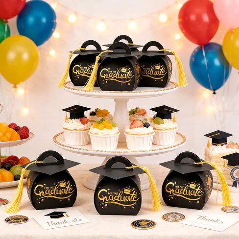 jeowicti 24 Pack Graduation Party Favor Boxes Gift Boxes Folding Paper Treat Box Goodie Box Gift Goodie Candy Bags Paper Grad Party Decorations Supplies Graduation Decor(2.17x2.17x3.15in) in Saudi Arabia
