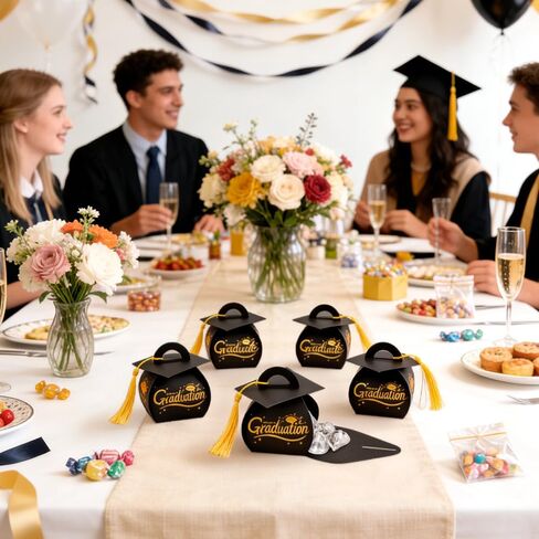 jeowicti 24 Pack Graduation Party Favor Boxes Gift Boxes Folding Paper Treat Box Goodie Box Gift Goodie Candy Bags Paper Grad Party Decorations Supplies Graduation Decor(2.17x2.17x3.15in) in Saudi Arabia