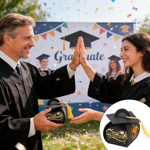 jeowicti 24 Pack Graduation Party Favor Boxes Gift Boxes Folding Paper Treat Box Goodie Box Gift Goodie Candy Bags Paper Grad Party Decorations Supplies Graduation Decor(2.17x2.17x3.15in) in Saudi Arabia