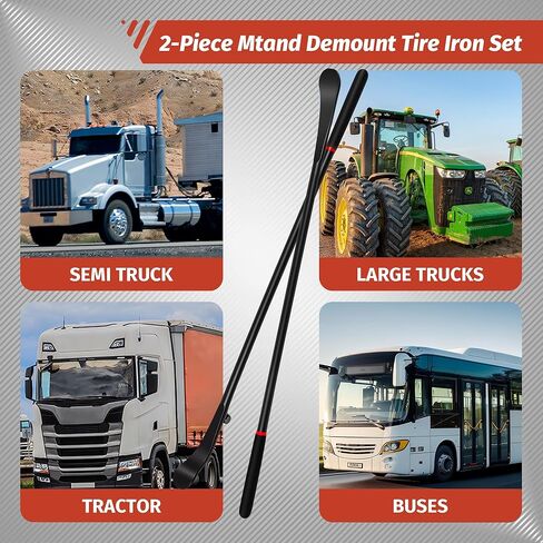 39 Inch Tire Mount and Demount Iron, 40Cr Forged Steel Tire Changing Bar with Anti-Vibration Handle for Tubeless Tires, Truck, Auto, Off-Road, Tractor - Manual Tire Changer Tool 2PCS in Saudi Arabia