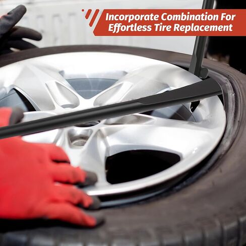 39 Inch Tire Mount and Demount Iron, 40Cr Forged Steel Tire Changing Bar with Anti-Vibration Handle for Tubeless Tires, Truck, Auto, Off-Road, Tractor - Manual Tire Changer Tool 2PCS in Saudi Arabia