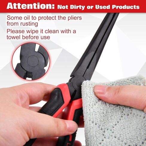 10" Extra Long Needle Nose Pliers | Designed for Car Repair & Welding Assistance | Heavy Duty 45 Steel Extended Reach Long Nose Pliers with Serrated Jaw for Narrow Spaces and Limited Areas in Kuwait
