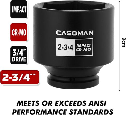 CASOMAN 3/4" Drive x 2-3/4" Shallow Impact Socket, 6-Point, SAE, CR-MO in Kuwait