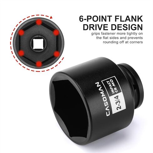 CASOMAN 3/4" Drive x 2-3/4" Shallow Impact Socket, 6-Point, SAE, CR-MO in Kuwait
