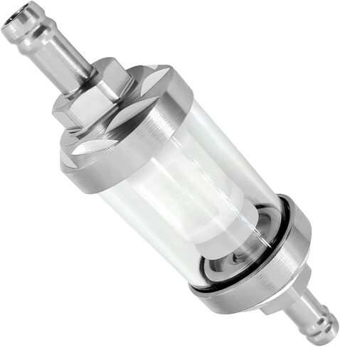 Automotive Fuel Filter, Inline Fuel Filter, Small Engine Fuel Filters with Clear Metal Glass, Car Accessories Reusable Aluminum Alloy Glass Fuel Gasoline Filter for Most Vehicles (Gold) in Saudi Arabia