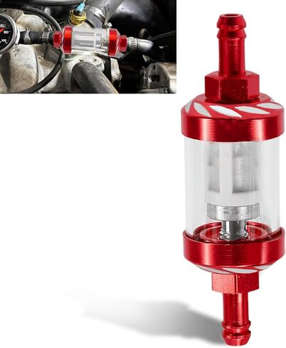 Automotive Fuel Filter, Inline Fuel Filter, Small Engine Fuel Filters with Clear Metal Glass, Car Accessories Reusable Aluminum Alloy Glass Fuel Gasoline Filter for Most Vehicles (Gold) in Saudi Arabia