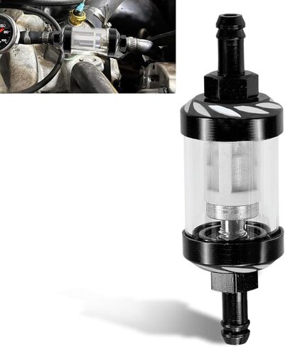 Automotive Fuel Filter, Inline Fuel Filter, Small Engine Fuel Filters with Clear Metal Glass, Car Accessories Reusable Aluminum Alloy Glass Fuel Gasoline Filter for Most Vehicles (Gold) in Saudi Arabia
