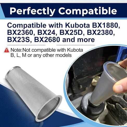 2 Pcs Tractor Fuel Tank Filter Strainer for Kubota BX Series 1880, 2360, 23S, 24, 25D, 2380, 2670, 2680, 304 Stainless Steel Cone Design, fuel tank filter for Kubota with Dutch Weave Mesh in Kuwait