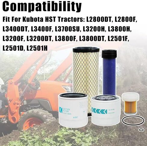 طقم فلتر HH164-32430 HH3A0-82623 TA040-93230 6A320-59930 متوافق مع جرار Kubota HST L2800 L2501 L3200 L3400 L3800 L3700SU L2501H L3800H L3400DT L3200H L2800DT L3700SU L3800DT in Kuwait