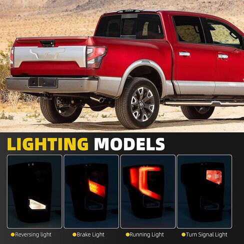 Dasbecan Pair Tail Light Assembly Compatible With 2016-2024 Nissan Titan/Titan XD(Upgrade to 2020-2024 Style) LED Taillight Rear Brake Lamp Passenger and Driver Side Replace# 26555-9FV3B 26550-9FV3B in Kuwait
