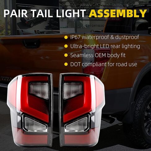 Dasbecan Pair Tail Light Assembly Compatible With 2016-2024 Nissan Titan/Titan XD(Upgrade to 2020-2024 Style) LED Taillight Rear Brake Lamp Passenger and Driver Side Replace# 26555-9FV3B 26550-9FV3B in Kuwait