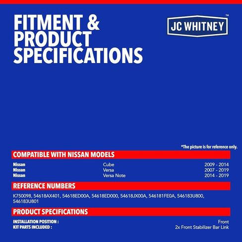 JC Whitney JFBAJCWCA00523 مجموعة من 2 وصلة Sway Bar (أمامية) - متوافقة مع Ford Fiesta 2011-2018، EcoSport 2018، Nissan Versa 2007-2019، Cube 2009-2014، Versa Note 2014-2019 in Kuwait