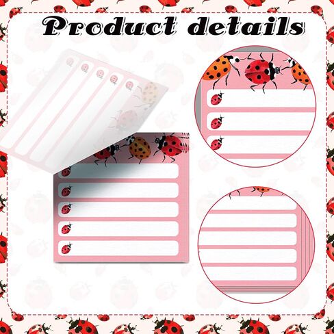 12 Pads Ladybug Sticky Notes Set, Watercolor Ladybug Themed Self-Sticky Notepads with 12 Designs, 3 x 3 Inch Small Memo Pads for Office School Home Writing Reminders, to Do Lists, Class Notes in Saudi Arabia