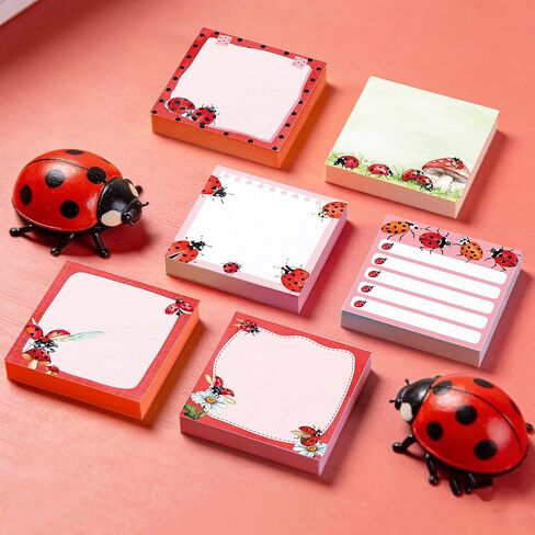 12 Pads Ladybug Sticky Notes Set, Watercolor Ladybug Themed Self-Sticky Notepads with 12 Designs, 3 x 3 Inch Small Memo Pads for Office School Home Writing Reminders, to Do Lists, Class Notes in Saudi Arabia