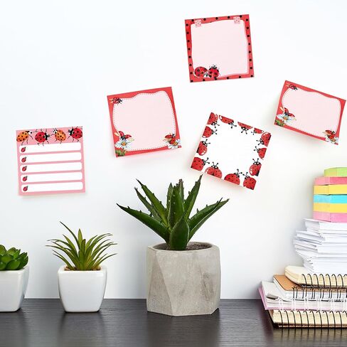 12 Pads Ladybug Sticky Notes Set, Watercolor Ladybug Themed Self-Sticky Notepads with 12 Designs, 3 x 3 Inch Small Memo Pads for Office School Home Writing Reminders, to Do Lists, Class Notes in Saudi Arabia