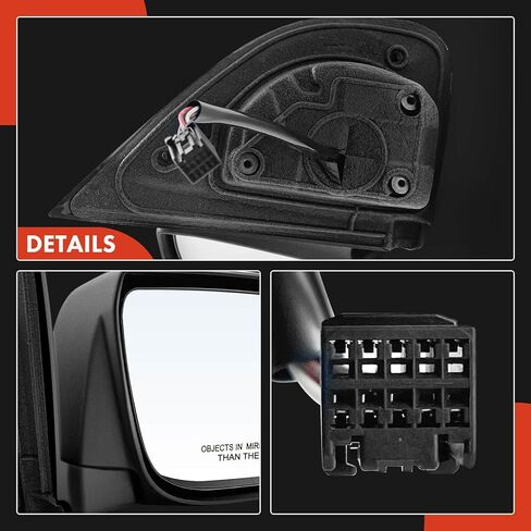 A-Premium Passenger Side Power Door Mirror - Compatible with Chevrolet Colorado & GMC Canyon, 2015-2017 - Heated Manual Folding Chrome Outside Rear View Mirror - Replace# 23498381, 23305539 in Kuwait