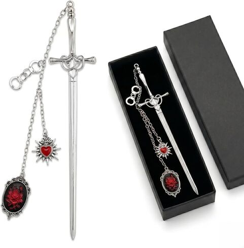Fantasy Dark Romance Bookmark - Charm Rose Sword Metal Book Marks Gifts Vintage Heart Aesthetic Page Mark for Reading Lover Women Men Bookish Reader Birthday Student Graduation Accessories in Saudi Arabia