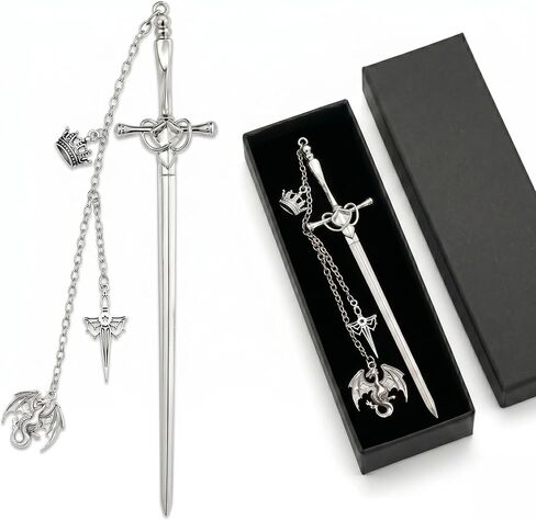 Fantasy Dark Romance Bookmark - Charm Rose Sword Metal Book Marks Gifts Vintage Heart Aesthetic Page Mark for Reading Lover Women Men Bookish Reader Birthday Student Graduation Accessories in Saudi Arabia