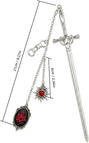 Fantasy Dark Romance Bookmark - Charm Rose Sword Metal Book Marks Gifts Vintage Heart Aesthetic Page Mark for Reading Lover Women Men Bookish Reader Birthday Student Graduation Accessories in Saudi Arabia
