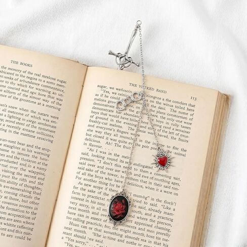 Fantasy Dark Romance Bookmark - Charm Rose Sword Metal Book Marks Gifts Vintage Heart Aesthetic Page Mark for Reading Lover Women Men Bookish Reader Birthday Student Graduation Accessories in Saudi Arabia
